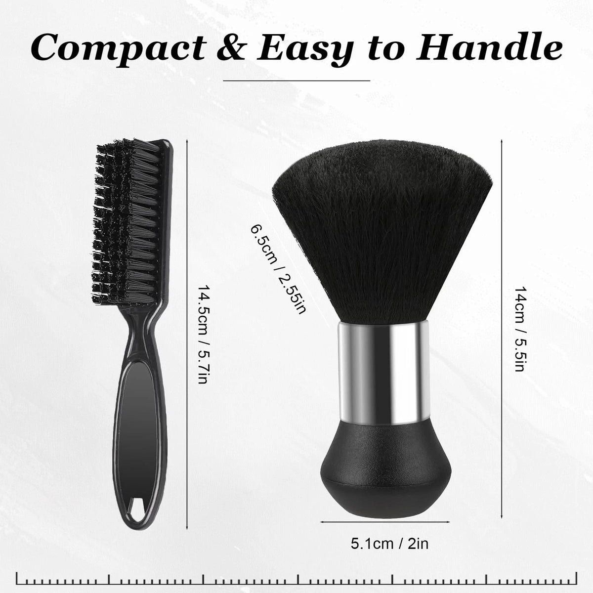Barber Brush and Neck Duster Set - 2 Piece Professional Black