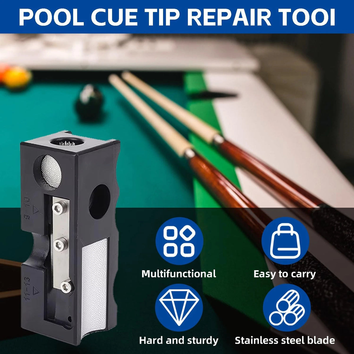 Guokoo 11-in-1 Pool Cue Tips Replacement Kit, Billiards Tip Black