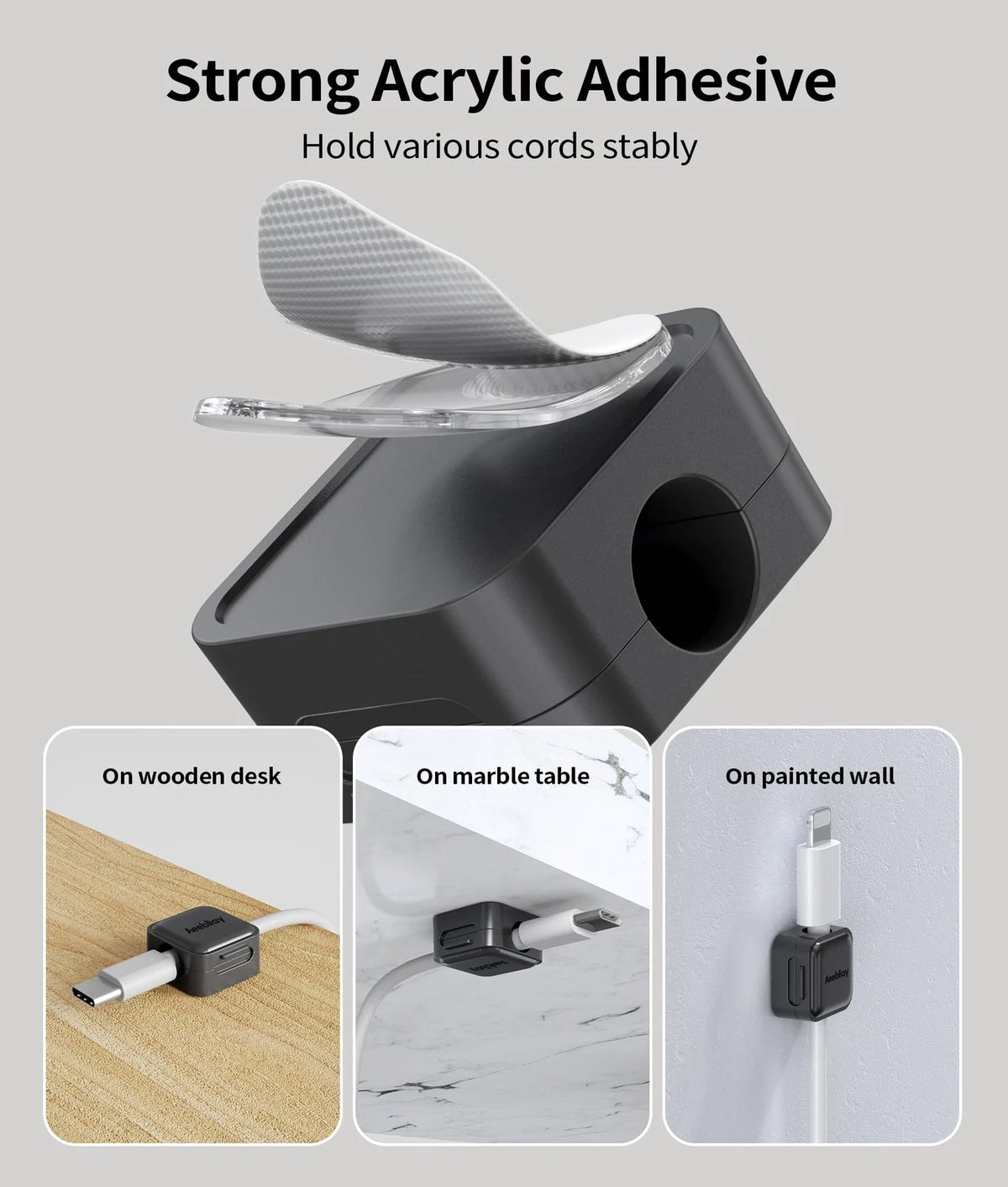 9 Pack Magnetic Cable Clips Cord Organizer,Desk Management Black