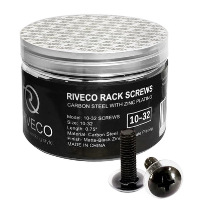 RIVECO 100PCS 10-32 Rack Screws for Server (100 Pieces), Black