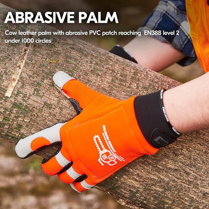 Vgo... Chainsaw Gloves,12-Layer X-Large (Pack of 1), Orange-left Protection