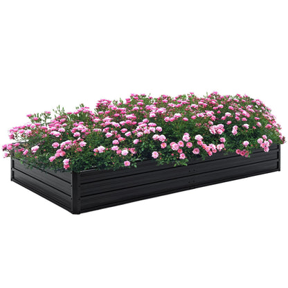 Thanaddo Galvanized Raised Garden Bed 8x4x1ft Outdoor Planter 8x4x1 ft, Black