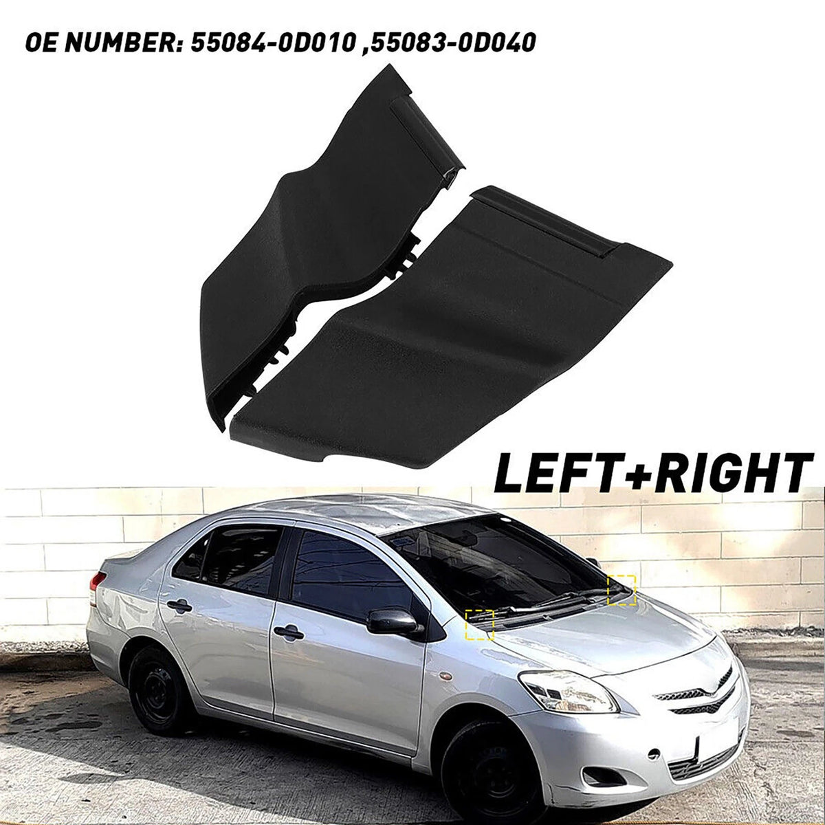 For Toyota Yaris 2006-2010 2PCS Windshield Wiper Cowl Extension Trim 55084-0D010