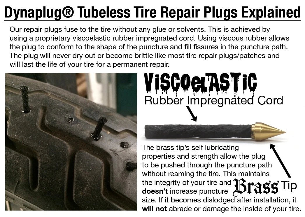 Dynaplug Ultralite Tubeless Tire Repair Tool Kit, Made in USA Compact, Silver