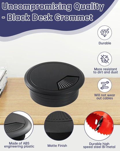 Desk Grommet & Cable 2 Inch (10 Pack) - Black 2 inch,