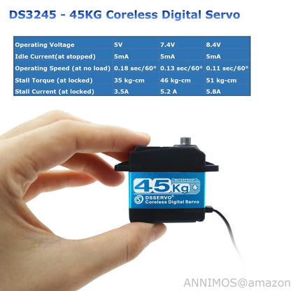 ANNIMOS 45KG High Torque Servo 8.4V Coreless RC Steering 45KG-270°