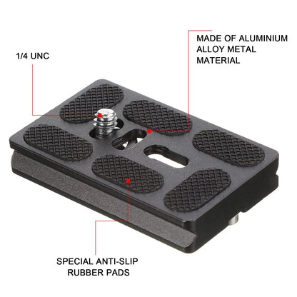 Frienda 2 Pieces Metal Quick Release Plate with 1/4''-20 Camera 60mm, Black