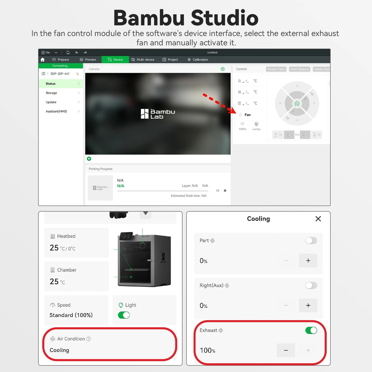 External Exhaust Fan Kit Compatible with Bambu Lab P2S with...