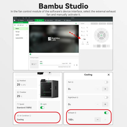 External Exhaust Fan Kit Compatible with Bambu Lab P2S with...