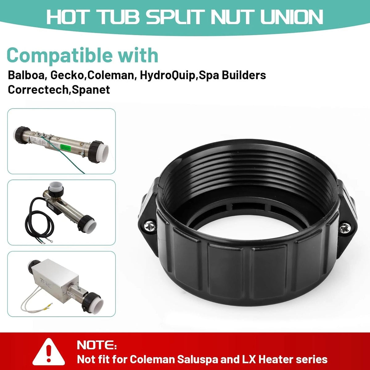 2" Spa Hot Tub Heater Pump Union Split Nut with Screw, Gasket and 1