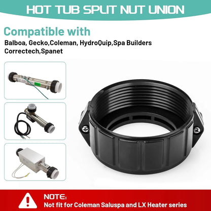 2" Spa Hot Tub Heater Pump Union Split Nut with Screw, Gasket and 1