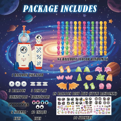 219pcs Space Magic DIY Balloon Kit with Pump, Sticky Maker Colorful