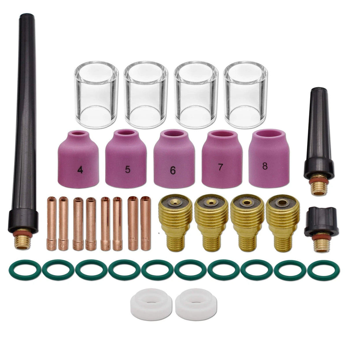 36pcs TIG Gas Lens Collet Body #10 Cup Alumina Nozzle Kit For PTA DB SR...