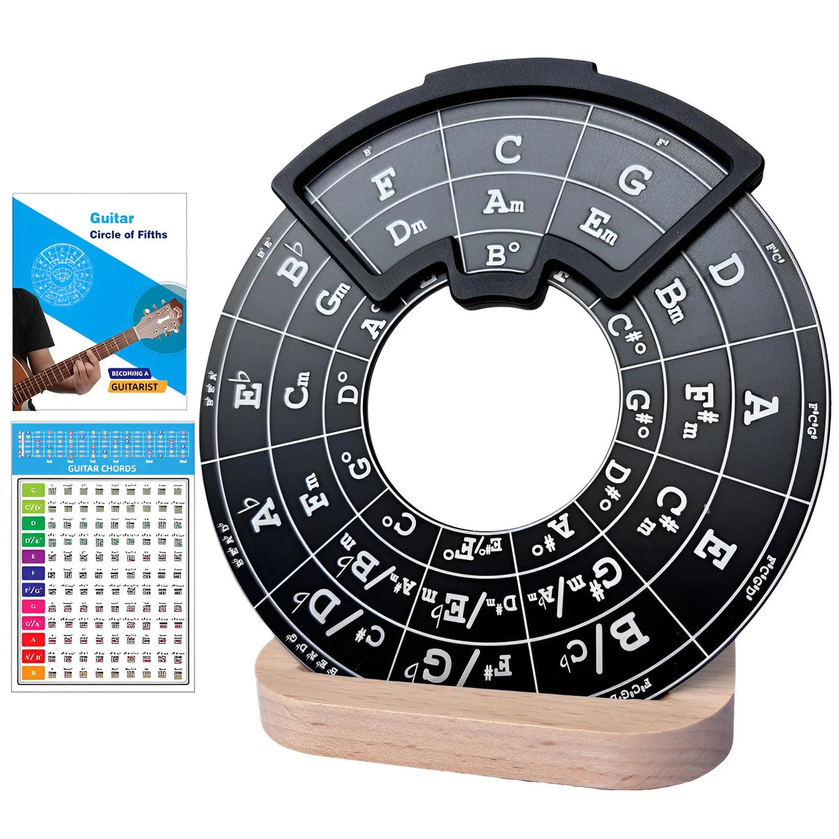 Ssllretu Circle of Fifths Wheel Metal Melody Tool with Guitar Chord Chart...