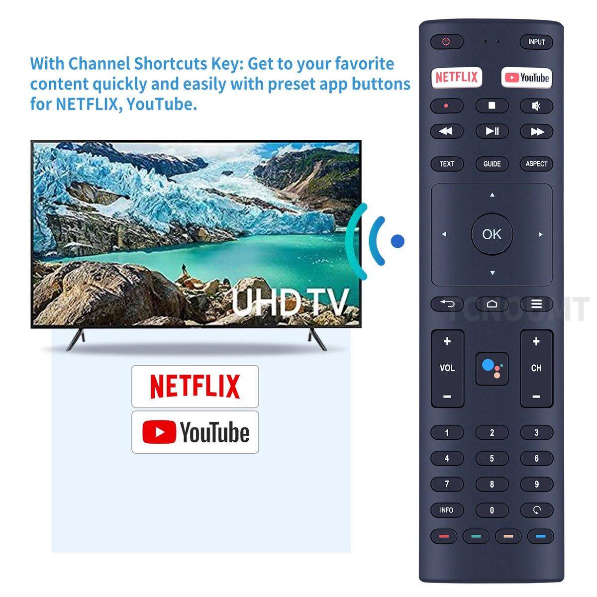 KT1942-HG Bluetooth Voice Remote Control For EKO Blaupunkt TV