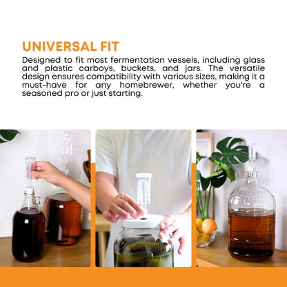 Fastrack 3 Piece Airlock for Fermentation Hydrolocks 6.5 Bung, Clear
