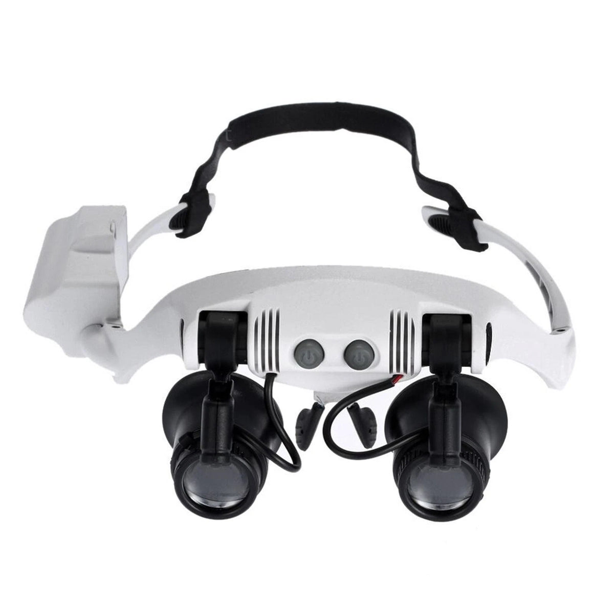 Double Eye Jewelry Watch Repair Magnifier Loupe Glasses W/ LED Light 8 Lens