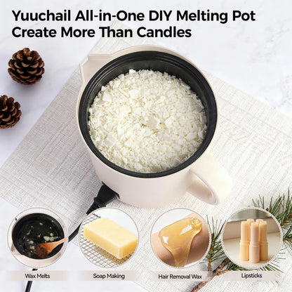 Yuuchail 1.6QTs Electric Wax Melter with Digital Display, Precise Temp Beige