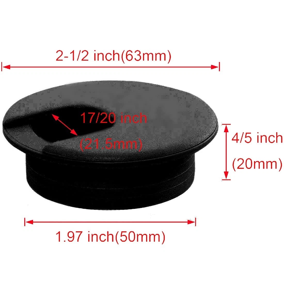 2pcs 2 Inch Desk Wire Cord Cable Grommets Hole Cover for 2 inches, Black-2Pcs