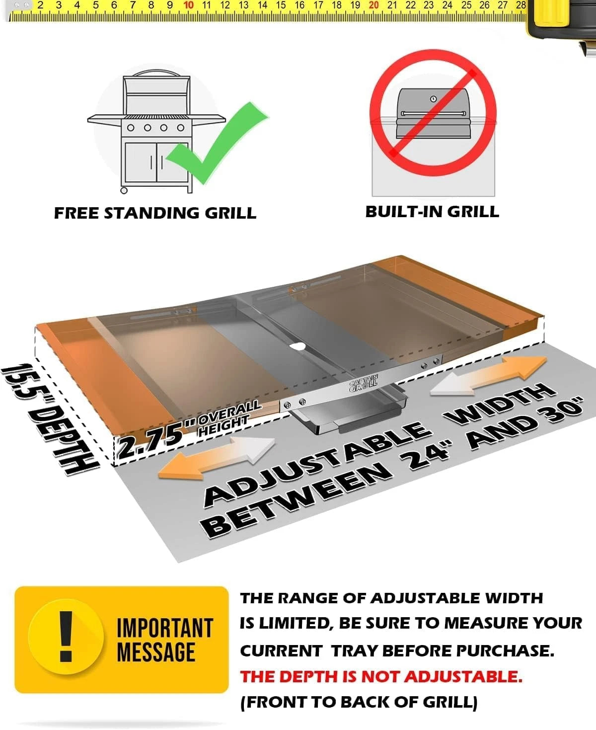 Grease Tray with Catch Pan - Dyna Glo Grill Replacement Parts, Universal...