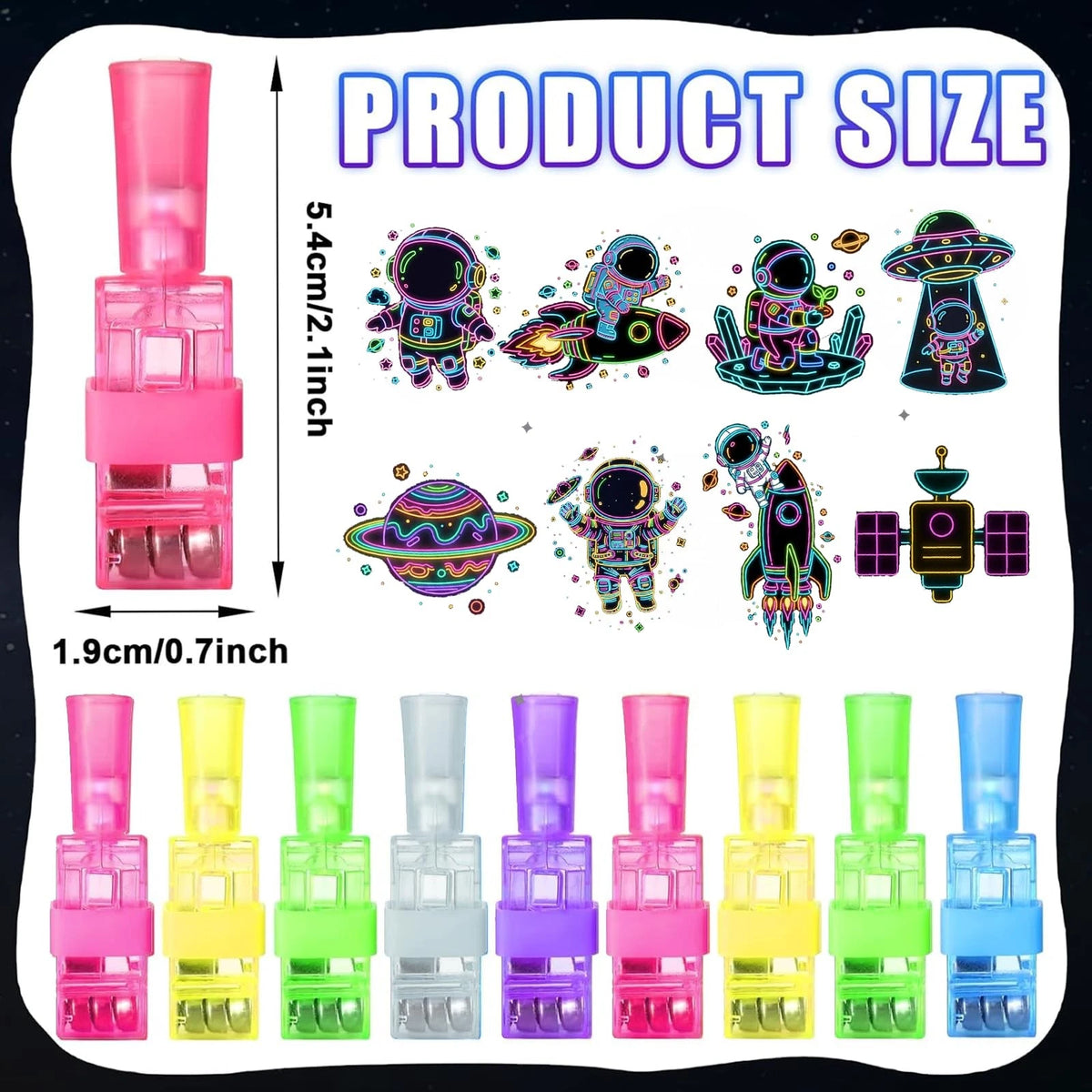CHSLtmxq 24PCS Space Finger Lights Party Favors, 8 Designs Light Up 24pcs