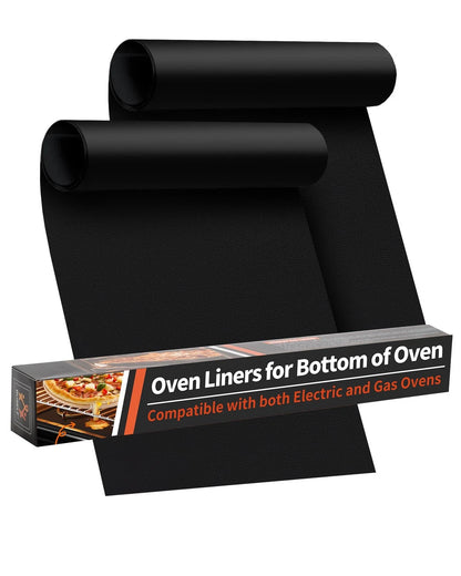 Oven Liners for Bottom of - 2 Pack Large Heavy 2 17”x25”, Black