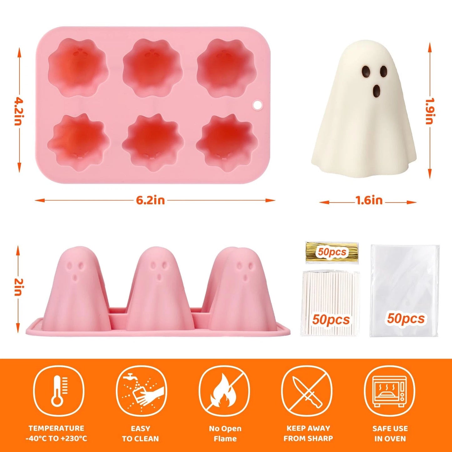 2PCS Halloween Ghost Cake Pop Mold, 12 Cavity flower,