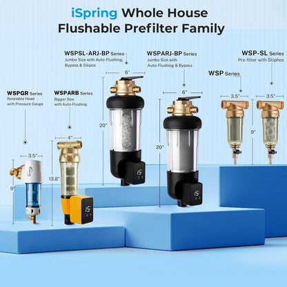 iSpring WSP-50 Spin Down Sediment Filter, Whole 50 Microns, Grey - 50 Micron