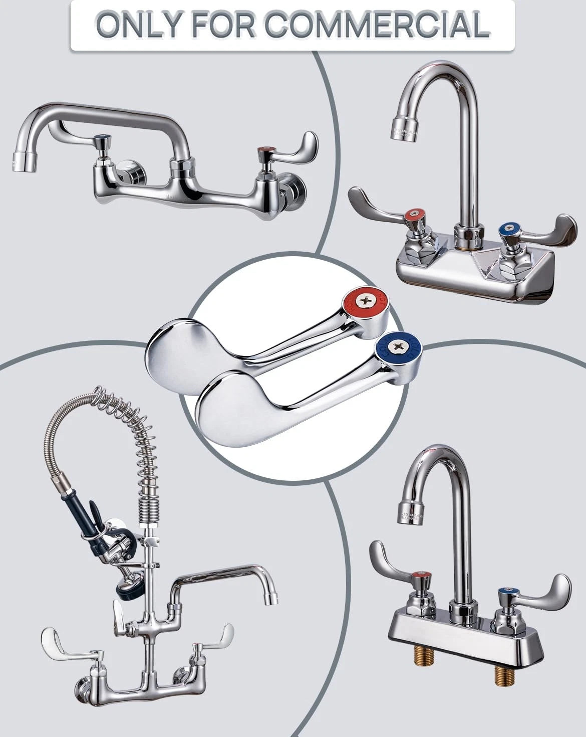 Phivan Commercial Faucet Parts 4-Inch Wrist Handle Lever (1 Pair)