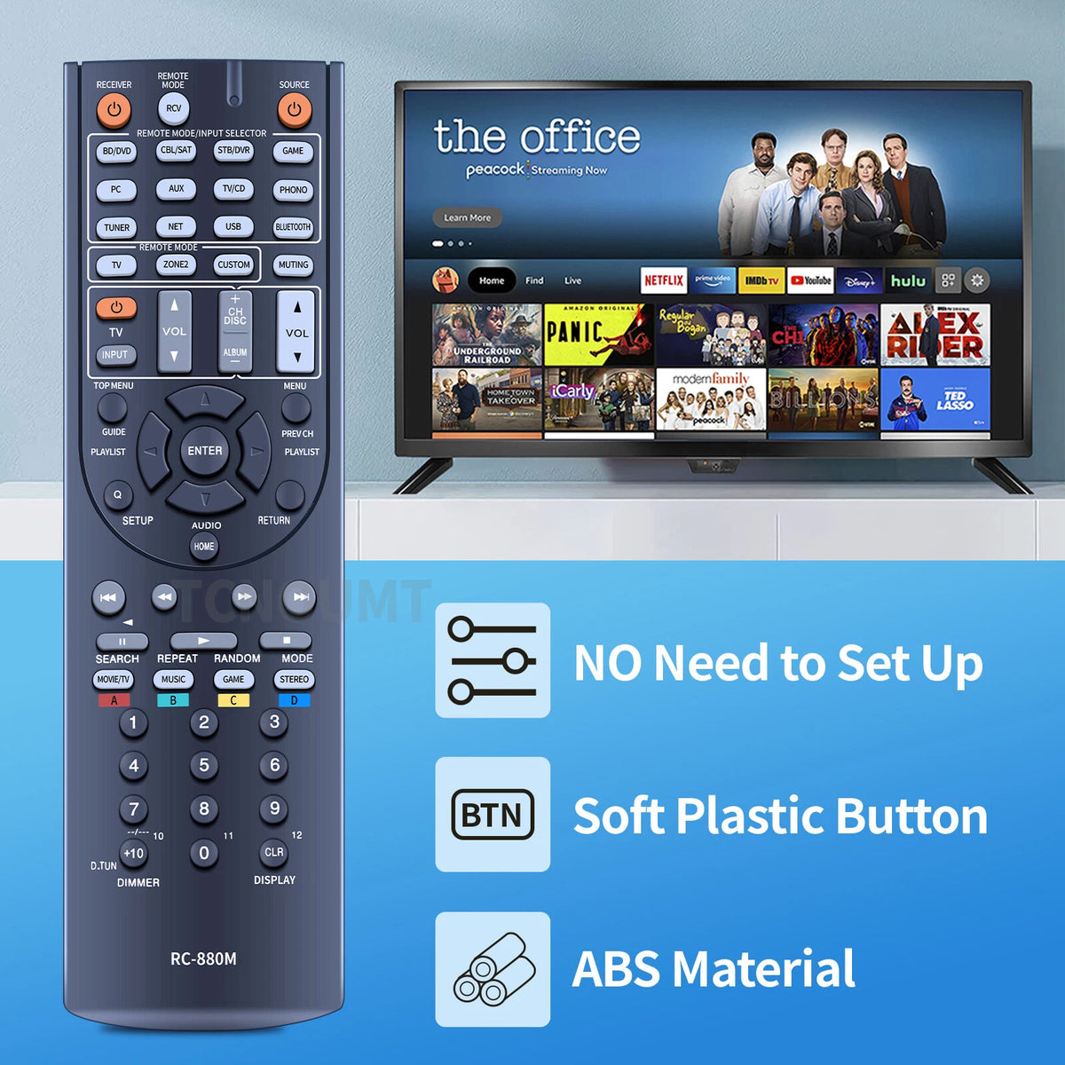 RC-880M Remote Control For Onkyo AV Receiver TX-NR636 HT-RC660 HT-R693