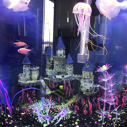 MUYG Aquarium Castle Decor, Resin for Fish 9.1 x 3.6 x 10 inch, 【blue】