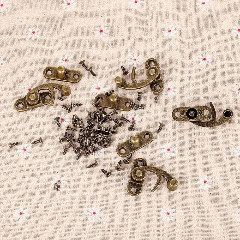 20 Pieces Jewelry Box Hinges and Latches - Thickened Solid Bronze Tone