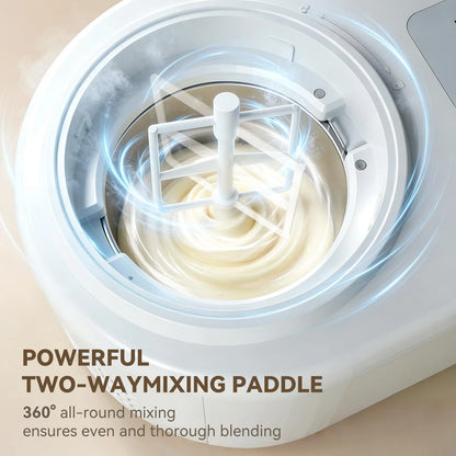 Ice Cream Maker with Built-in Compressor - Fastest 1.28 Quarts, White