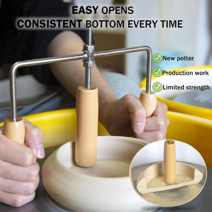 PrudoPex Pot Cup Mouth Opener, Adjustable Depth Ceramic Opening Wood