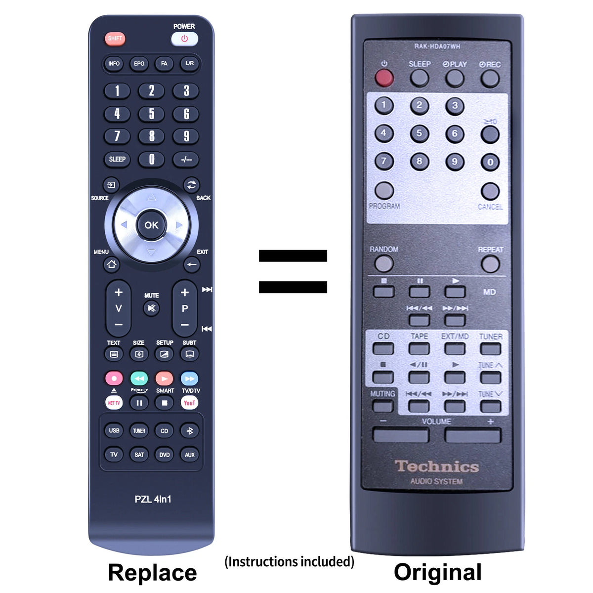RAK-HDA07WH Replacement Remote Control For Technics ST-HD501 SE-HD501 SC-HD501