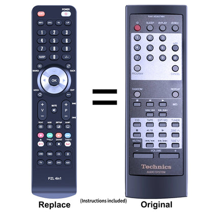 RAK-HDA07WH Replacement Remote Control For Technics ST-HD501 SE-HD501 SC-HD501