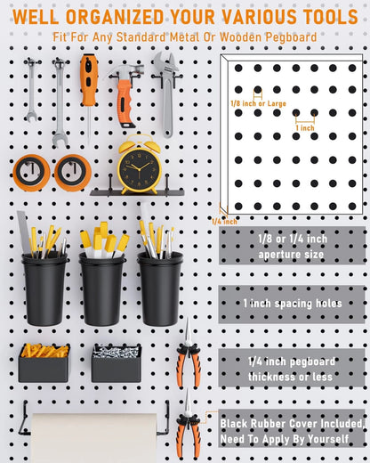 INCLY 30PCS Peg Board Organizer Accessories Kit, Pegboard Hooks Black