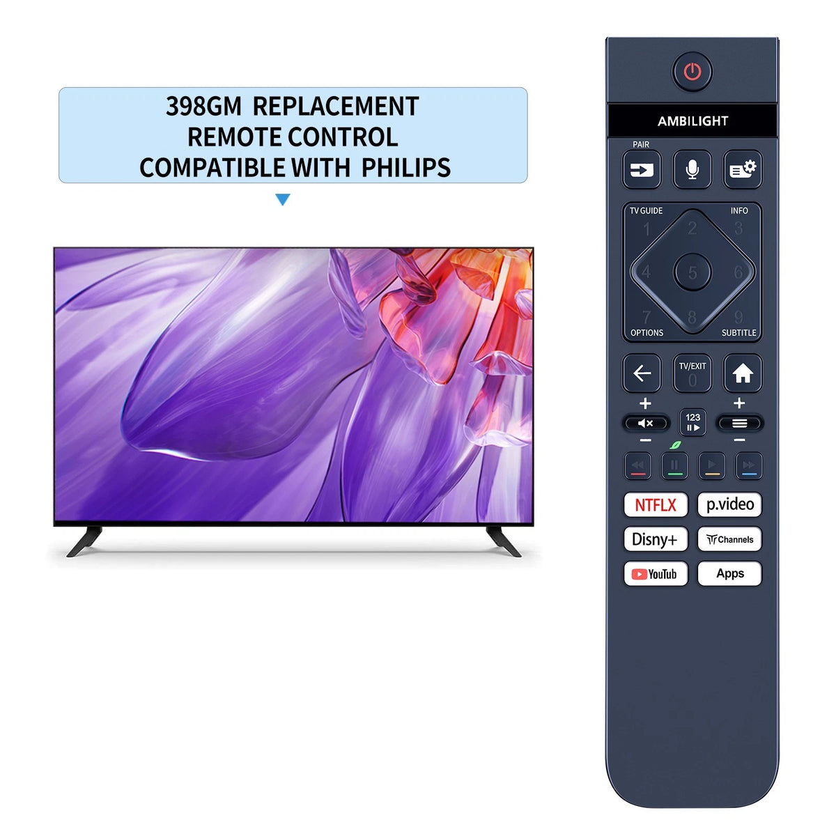 398GM10BEPHNE000SY Remote Control For Philips TV PUS8359, PUS8319, PUS8949,
