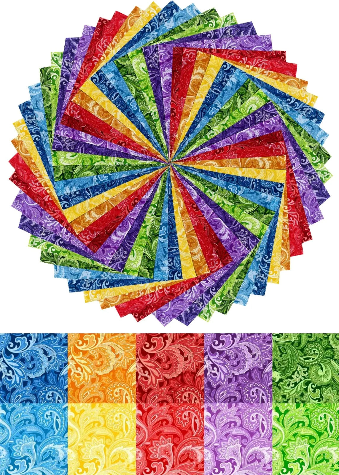 8"x 8" 50 PCS  Cotton Floral Fabric Squares Bundles 50 8"x8", Paisley