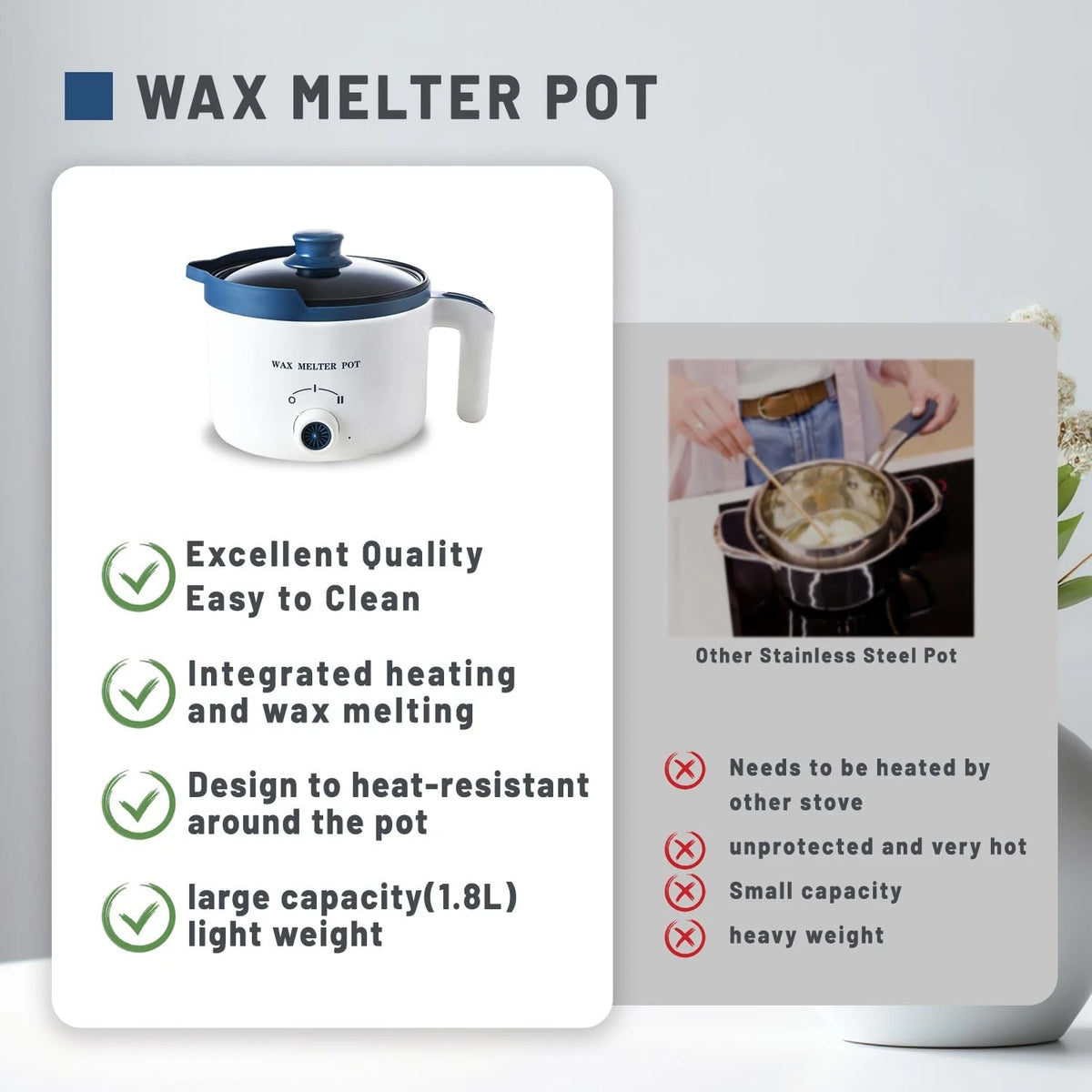 Ksedcon Electric Wax Melter for Candle Making wax melting pot kit 1pcs, white