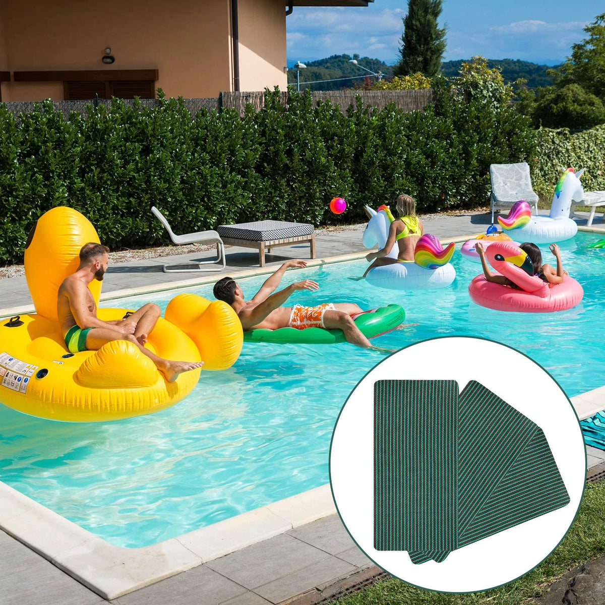 Pool Safety Cover Patch Kit Swimming 4 x 8 Inch, Green