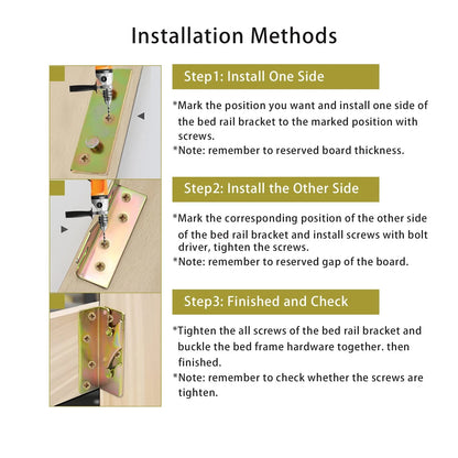 rockgoya Bed Rail Brackets, Gold-Colorful Frame Hardware, Gold-colorful