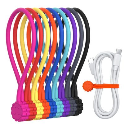 Rich&Ray Magnetic Reusable Silicone Cable Ties, Phone 9-pack, 9color-9pack