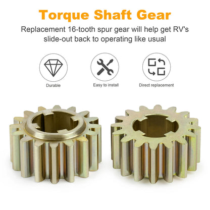 2PCS 16 Tooth Spur Gear For Lippert Schwintek In-Wall Slide-Out 238893