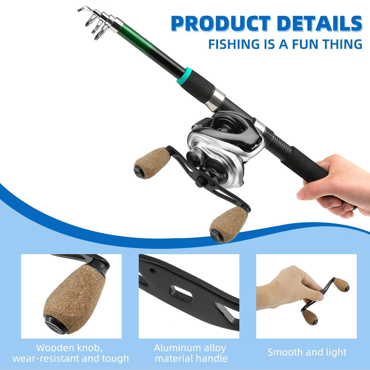 Mewutal Fishing Reel Handle Replacement Parts with Black+Dark Yellow