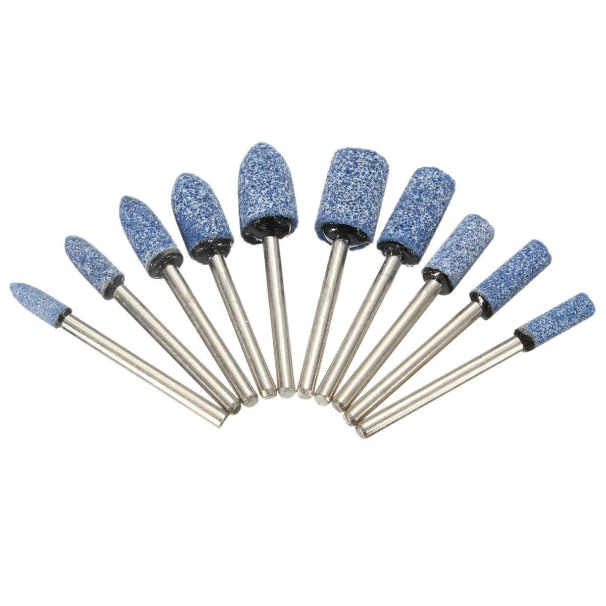 10Pack 1/8" Abrasive Mounted Grinding Stone Rotary Tool Set Wheel Head Dremel n