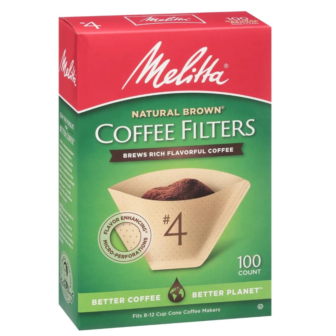 Melitta #4 Cone Coffee Filters, Natural Brown, 100 3-Pack, Brown