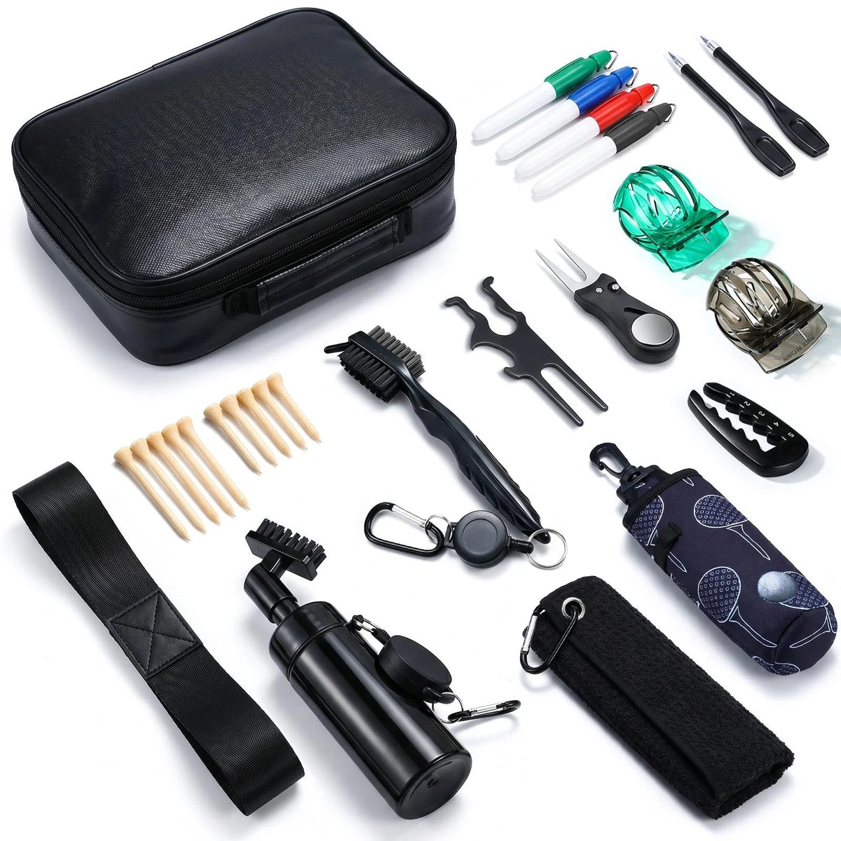 AOFUXTI Golf Accessories Set, 27-Piece Essentials Kit, Portable Kit