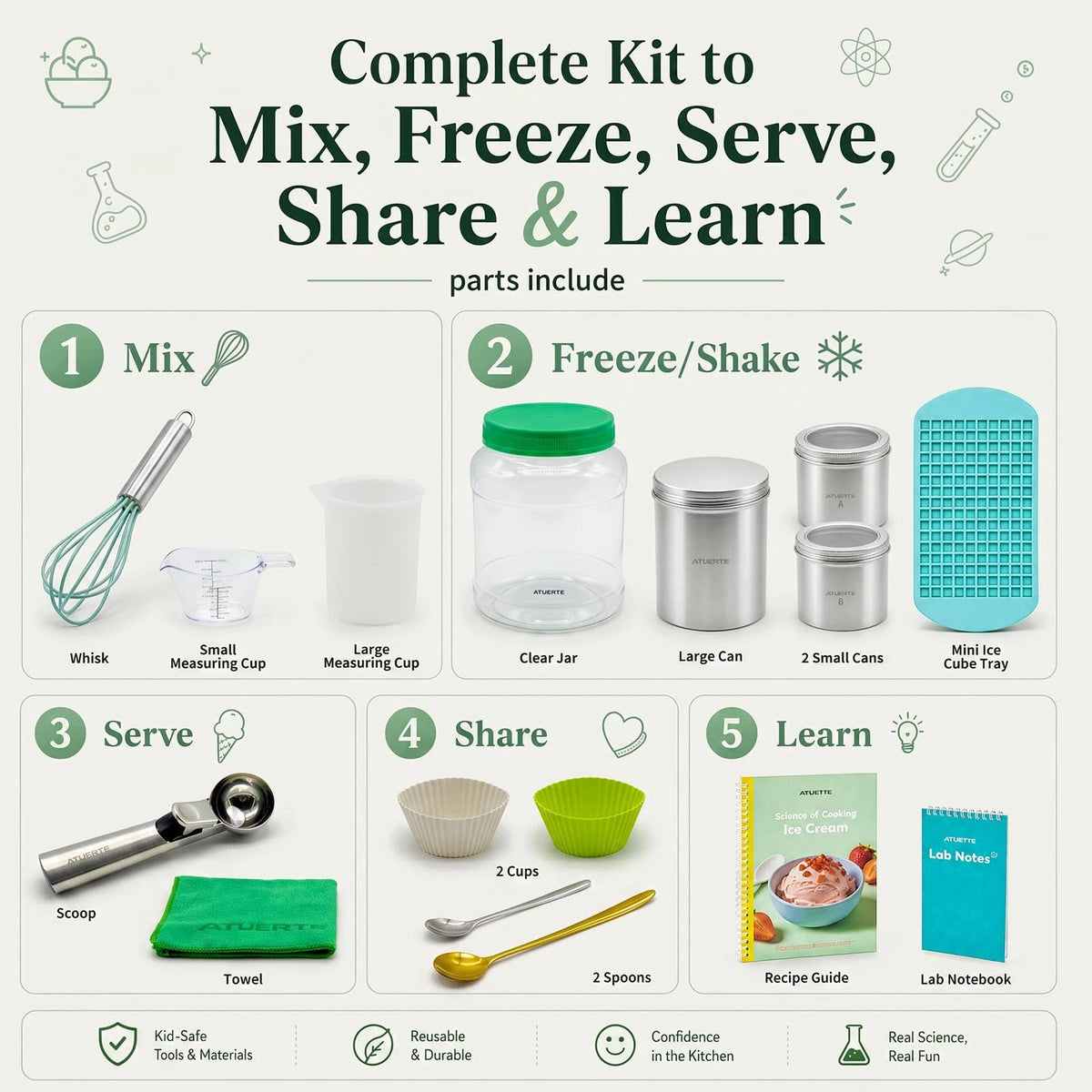 Ice Cream Science Kits for Kids, STEM Cooking Gift Kids Ages 5+ Standard