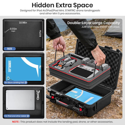 STARTRC Dual Layer Waterproof Hard Case for DJI Mini 5 Pro Drone,